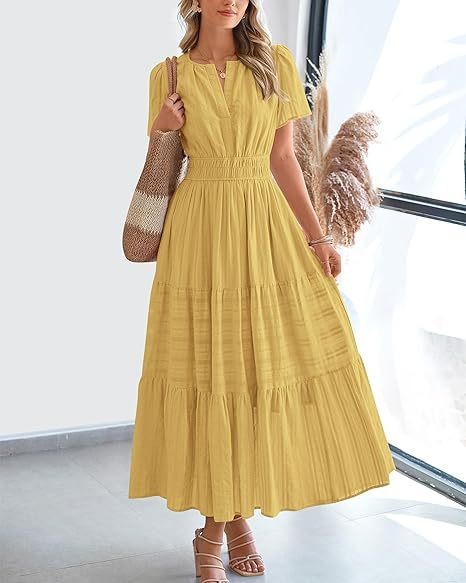 V-neck Large Swing Dress