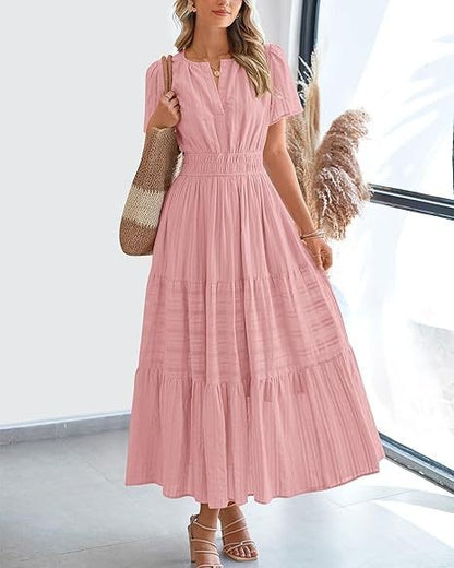 V-neck Large Swing Dress
