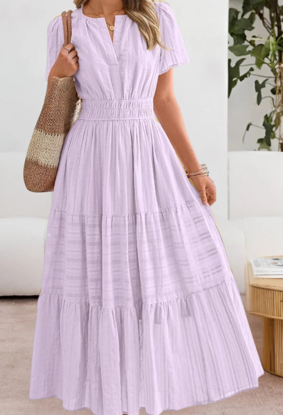 V-neck Large Swing Dress