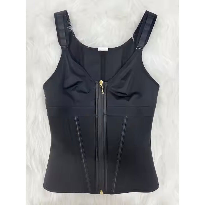 Mesh Belly Contracting And Waist Slimming Three Breasted Corset